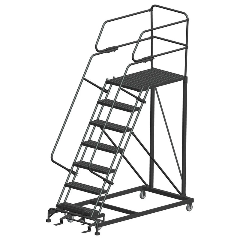 Ballymore Single Entry Work Platforms, CALOSHA, 7 Step, 38 In Wide Base, 36 in Deep Platform, Serrated Tread