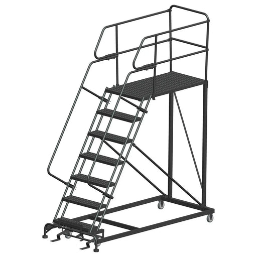 Ballymore Single Entry Work Platforms, CALOSHA, 7 Step, 38 In Wide Base, 48 in Deep Platform, Serrated Tread