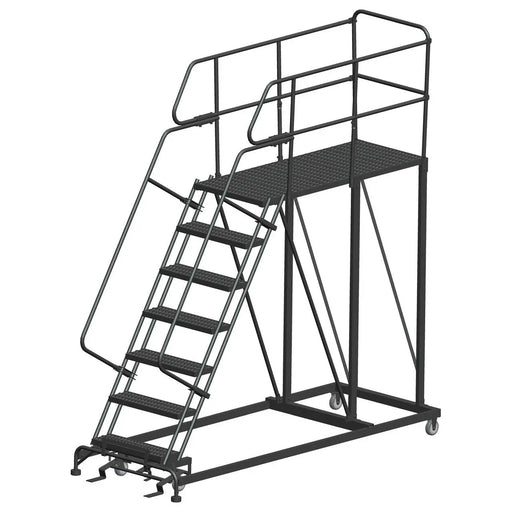 Ballymore Single Entry Work Platforms, CALOSHA, 7 Step, 38 In Wide Base, 60 in Deep Platform, Serrated Tread