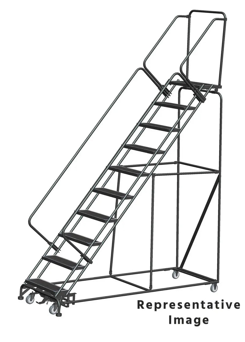 Ballymore Weight-Actuated Slope-Walk Steel Rolling Ladder — Abrasive Mat Ballymore