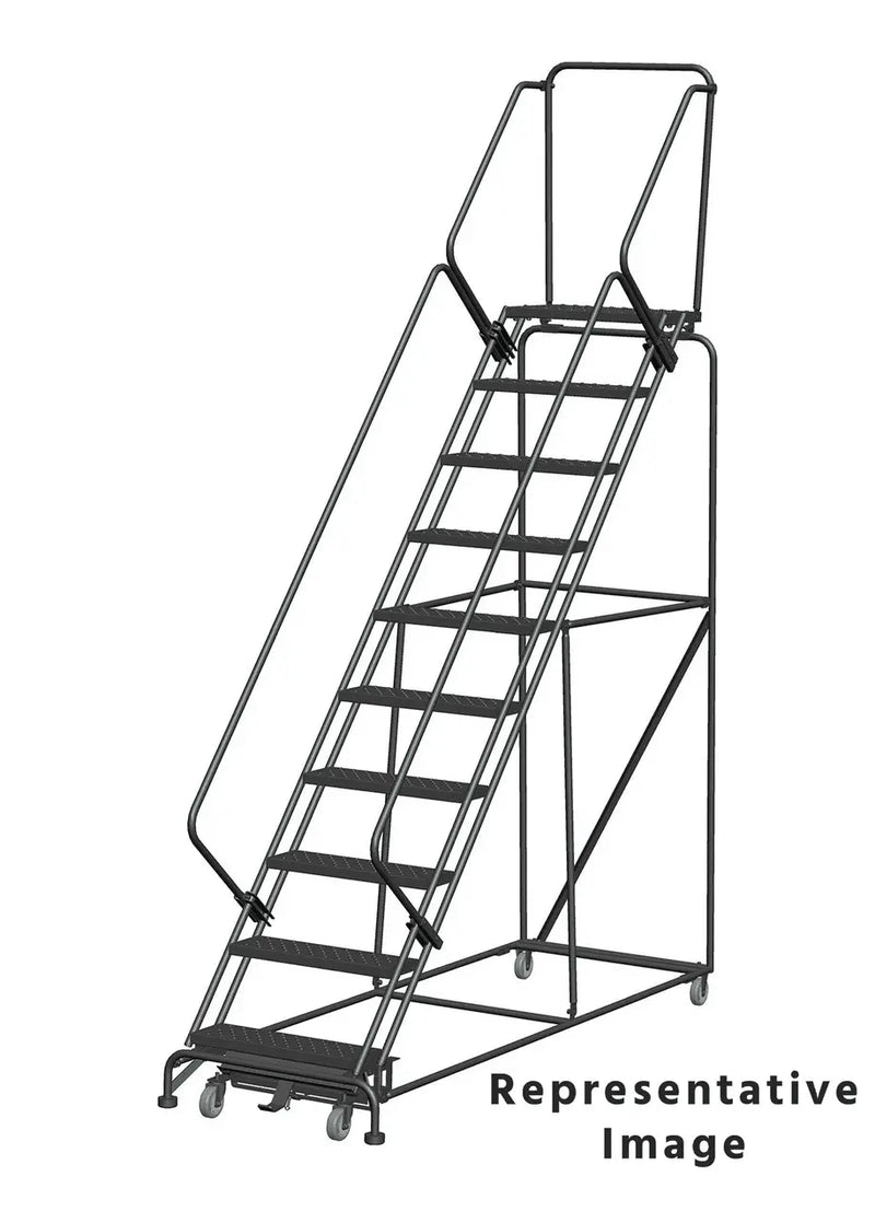 Ballymore Weight-Actuated Slope-Walk Steel Rolling Ladder — Perforated Ballymore