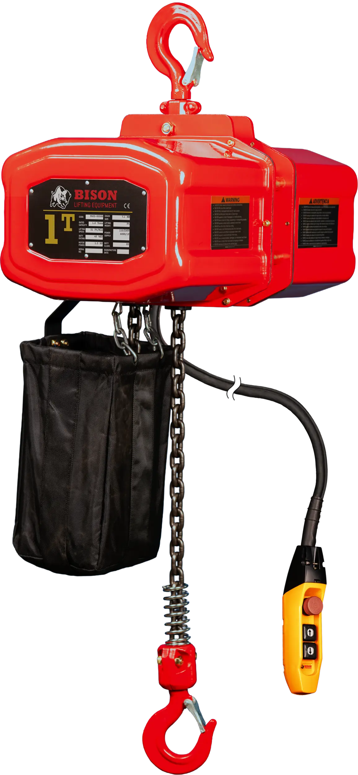 Bison Lifting 1 Ton Single Phase Hoist - Vovlift