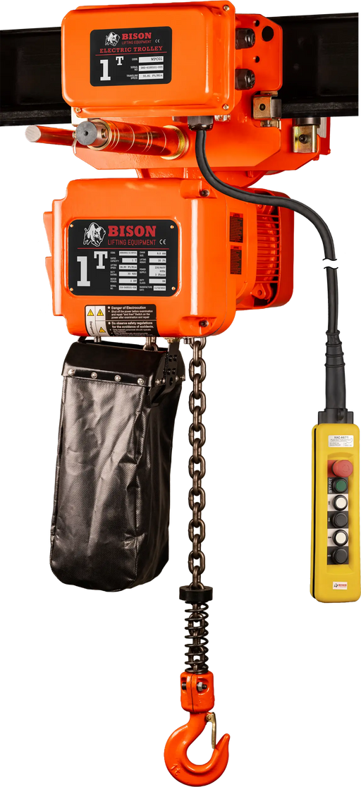 Bison Lifting 1 Ton Three Phase Hoist + Trolley  - Dual Speed Bison Lifting