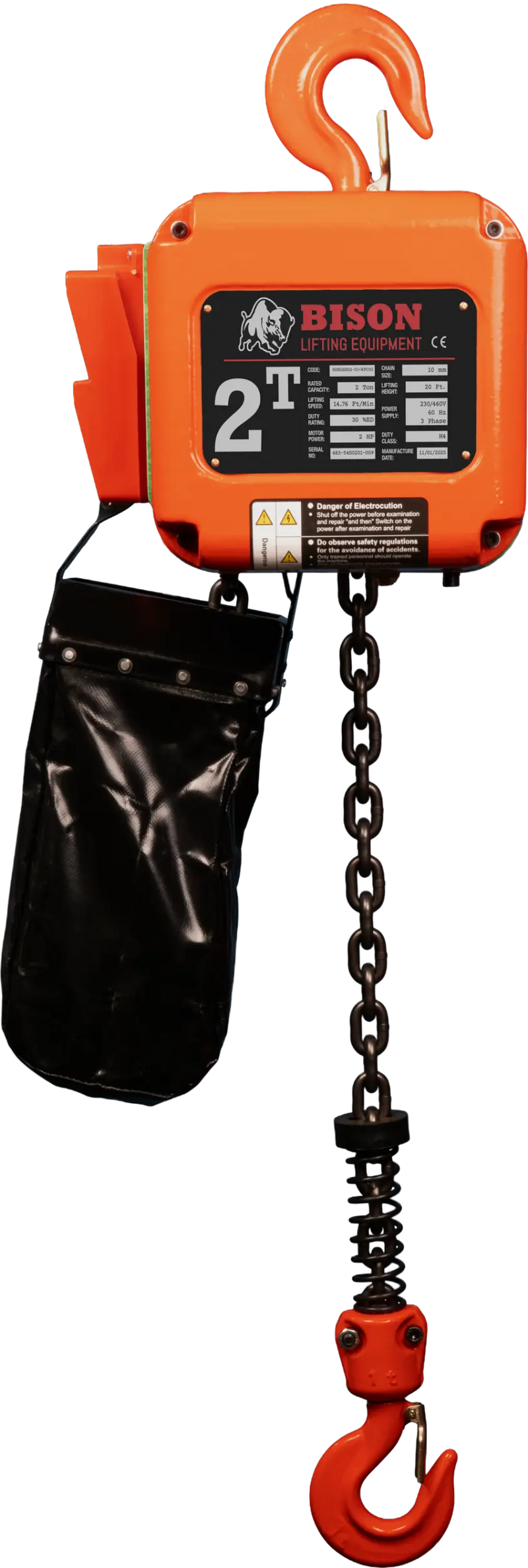Bison Lifting 2 Ton Three Phase Hoist  - Dual Speed Bison Lifting