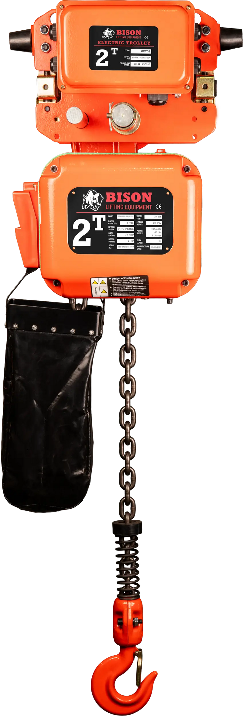 Bison Lifting 2 Ton Three Phase Hoist + Trolley Bison Lifting