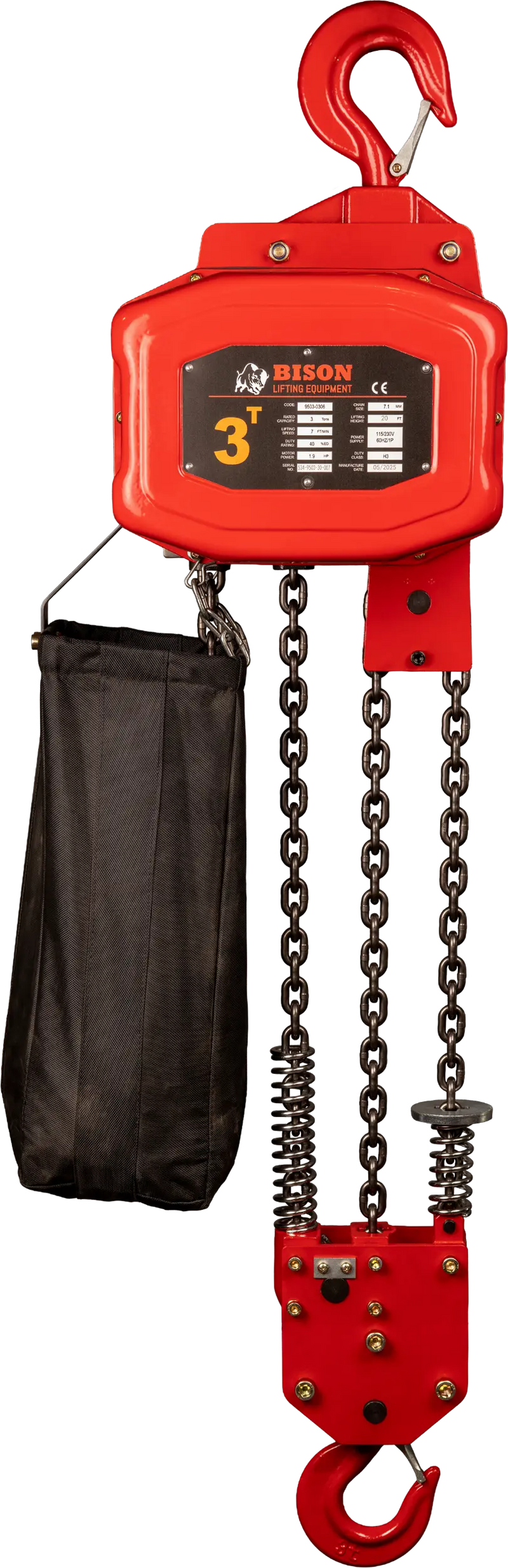 Bison Lifting 3 Ton Single Phase Hoist Bison Lifting