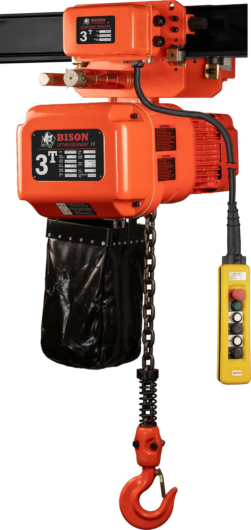 Bison Lifting 3 Ton Three Phase Hoist + Trolley Bison Lifting