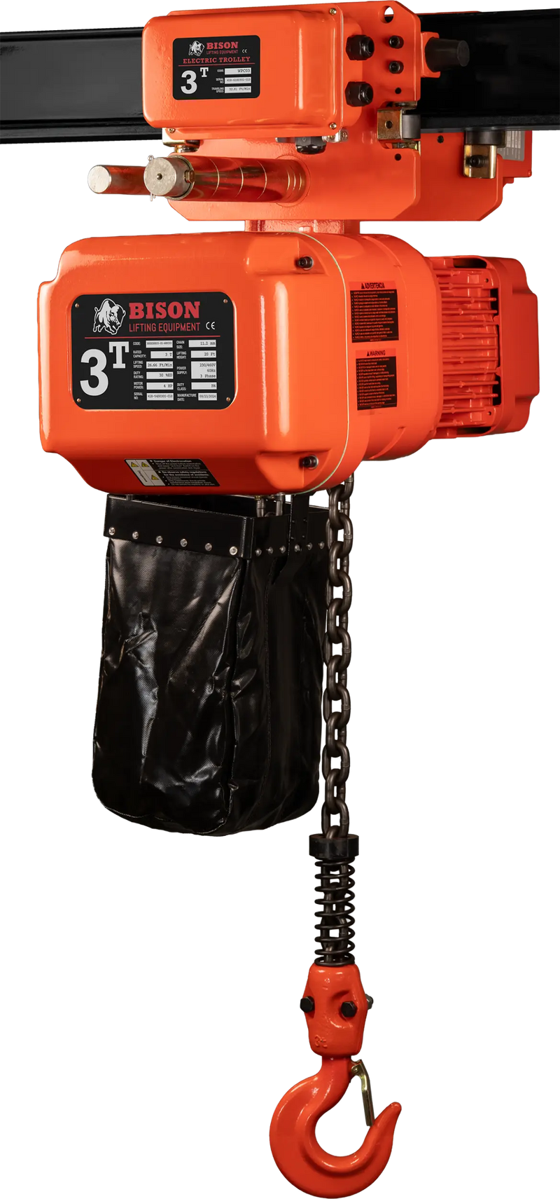 Bison Lifting 3 Ton Three Phase Hoist + Trolley Bison Lifting