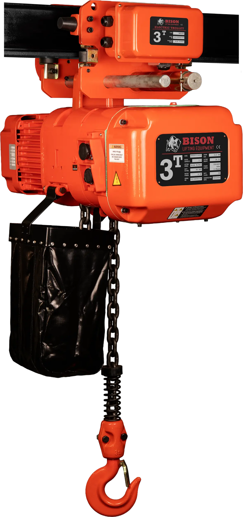 Bison Lifting 3 Ton Three Phase Hoist + Trolley Bison Lifting