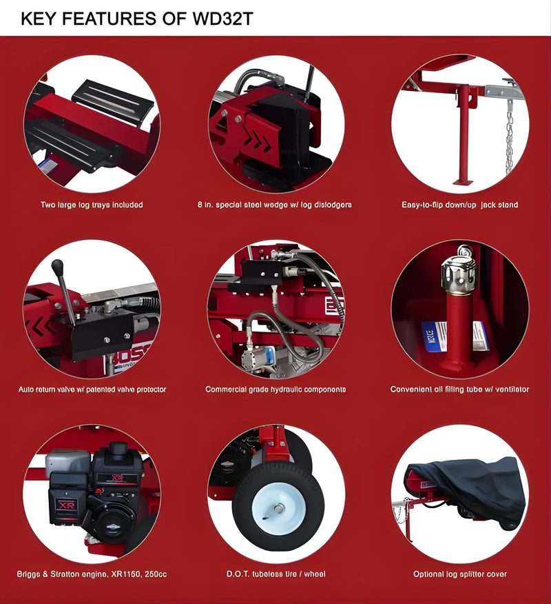 Boss Industrial 27 Ton Gas Log Splitter-WD27T-Bundle Boss Industrial