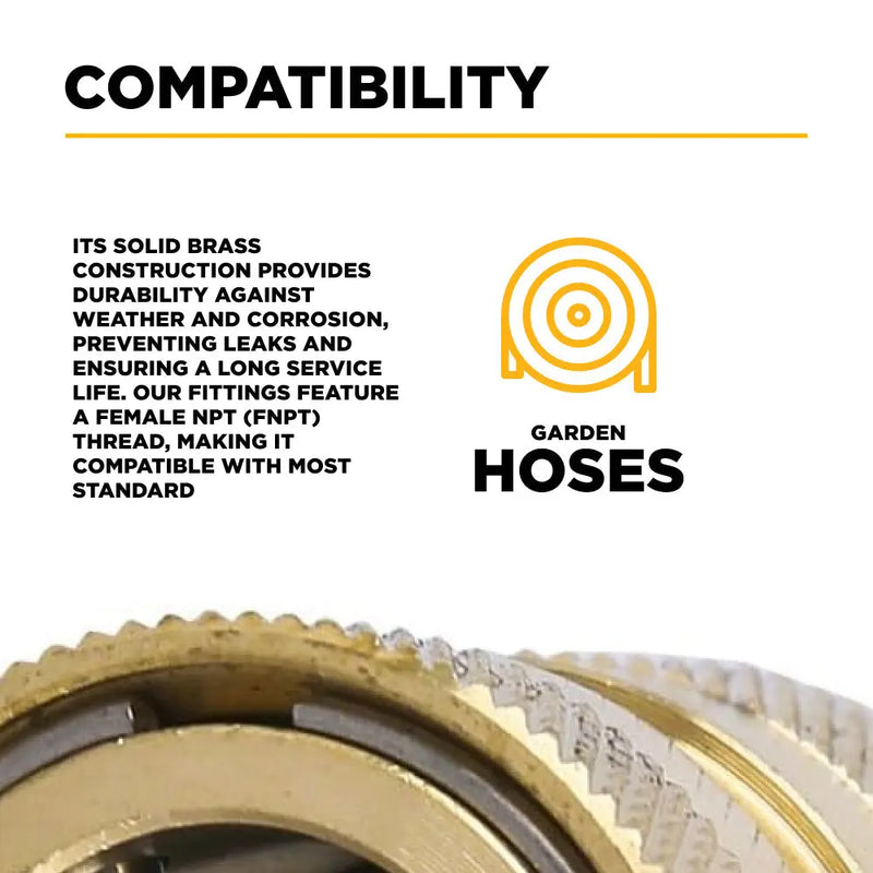 Brass 1/2" Female coupler to a garden hose, packaged BE Power Equipment