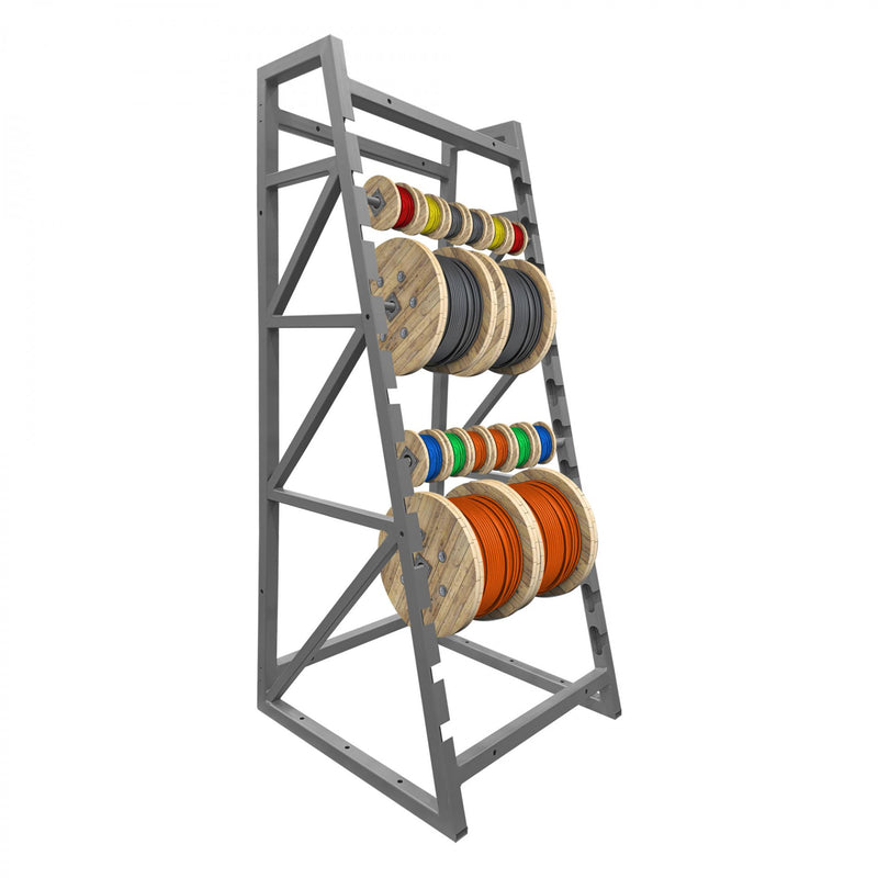 Durham Cable Reel Rack, Gray 48" x 36" x 84", 10000 Lbs. Capacity, Gray