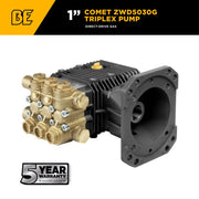 Comet ZWD5030G Triplex Pump – 5.1 GPM, 3,000 PSI, 1" Shaft BE Power Equipment