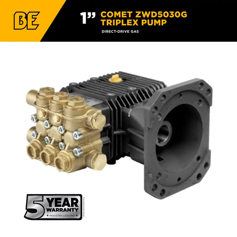 Comet ZWD5030G Triplex Pump – 5.1 GPM, 3,000 PSI, 1" Shaft BE Power Equipment
