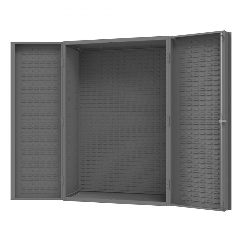 Durham Heavy Duty Cabinet, 14 Gauge, 48 x 24 x 72, 4" Deep Box Doors with Louvered Panel, Lockable
