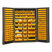 Durham Heavy Duty Cabinet, 14 Gauge, 48 x 24 x 72, 176 Yellow Bins
