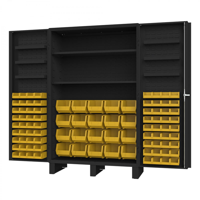 Durham Cabinet, 14 Gauge, 2 Shelves, 6 Door Trays, 84 Yellow Bins, 48 x 24 x 78
