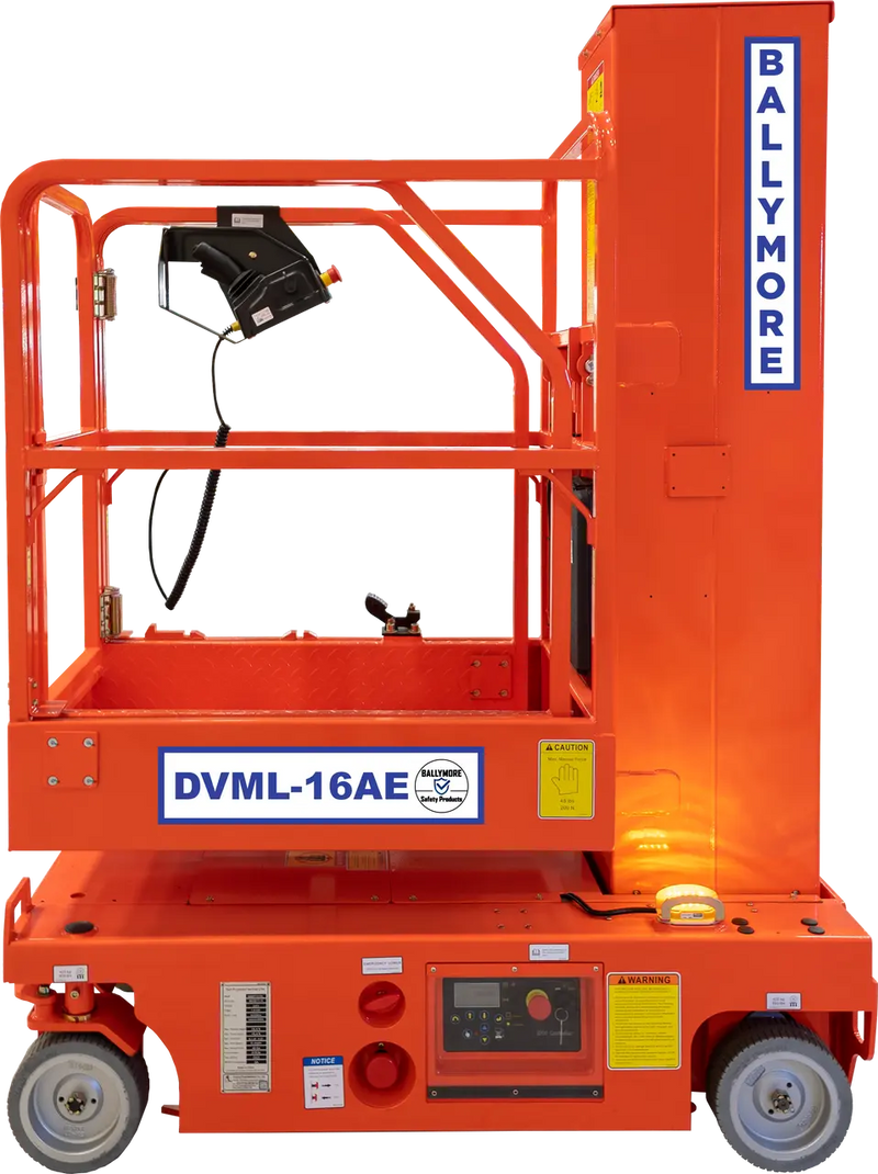 DVML-16AE - Ballymore Fully Electric Drivable Vertical Mast Lift, 15'5" Platform Height, 500 lb. Capacity Ballymore