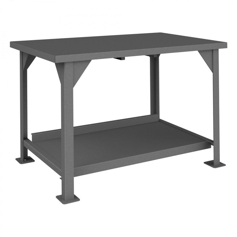 Durham Heavy Duty Workbench, 48 x 30, 12 Gauge, Steel Top, Bottom Shelf with Back Stop