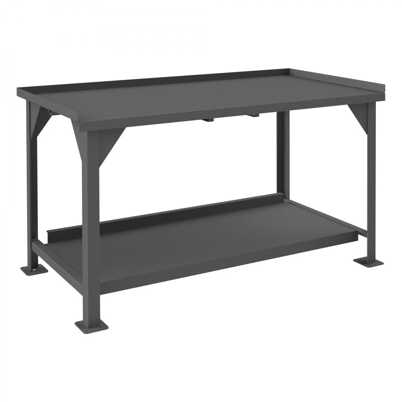 Durham Heavy Duty Workbench, 60 x 30, 12 Gauge, Steel Top, 1-1/2" Back and End Stops