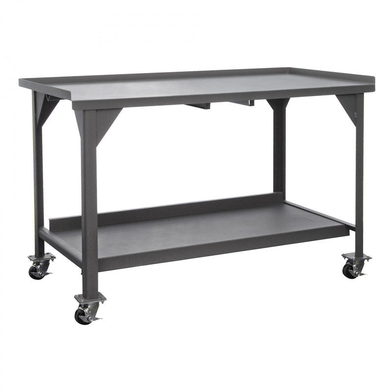Durham Mobile Workbench, 60 x 36, 12 Gauge, Steel Top, 1-1/2" Back and End Stops