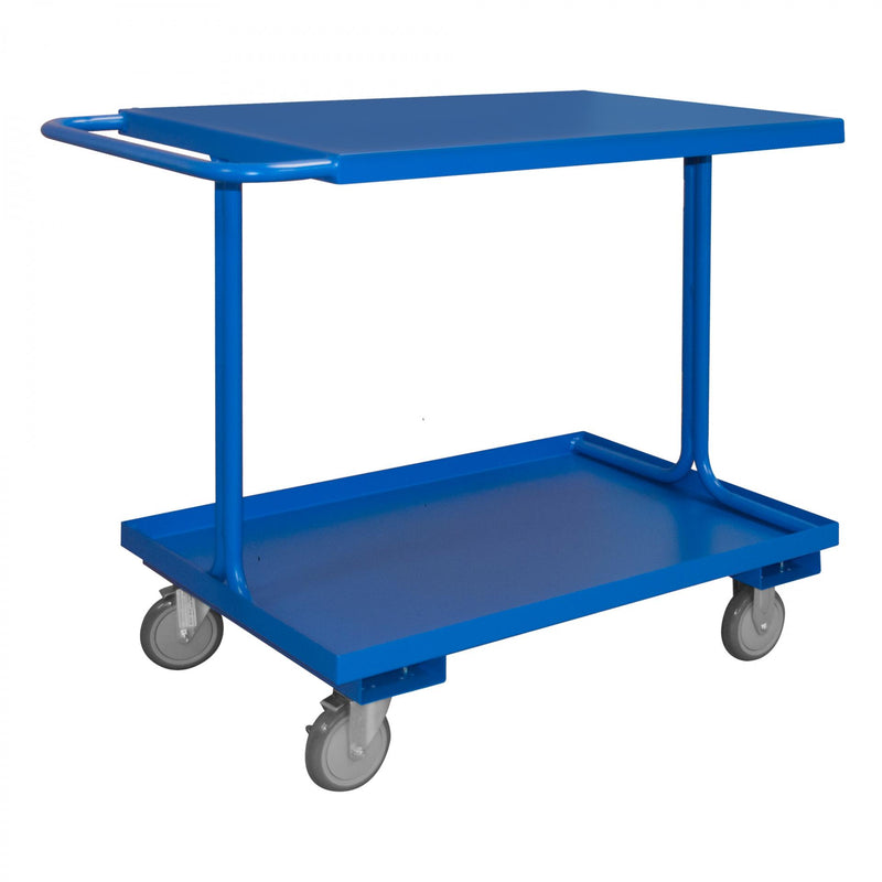 Durham Easy Access Shelf Cart With 5" X 1-1/4" Polyurethane Casters, Blue