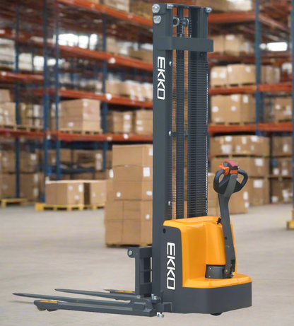 EB13E=138 electric straddle stacker in warehouse