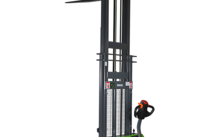 High-lift electric stacker for efficient vertical storage operations.