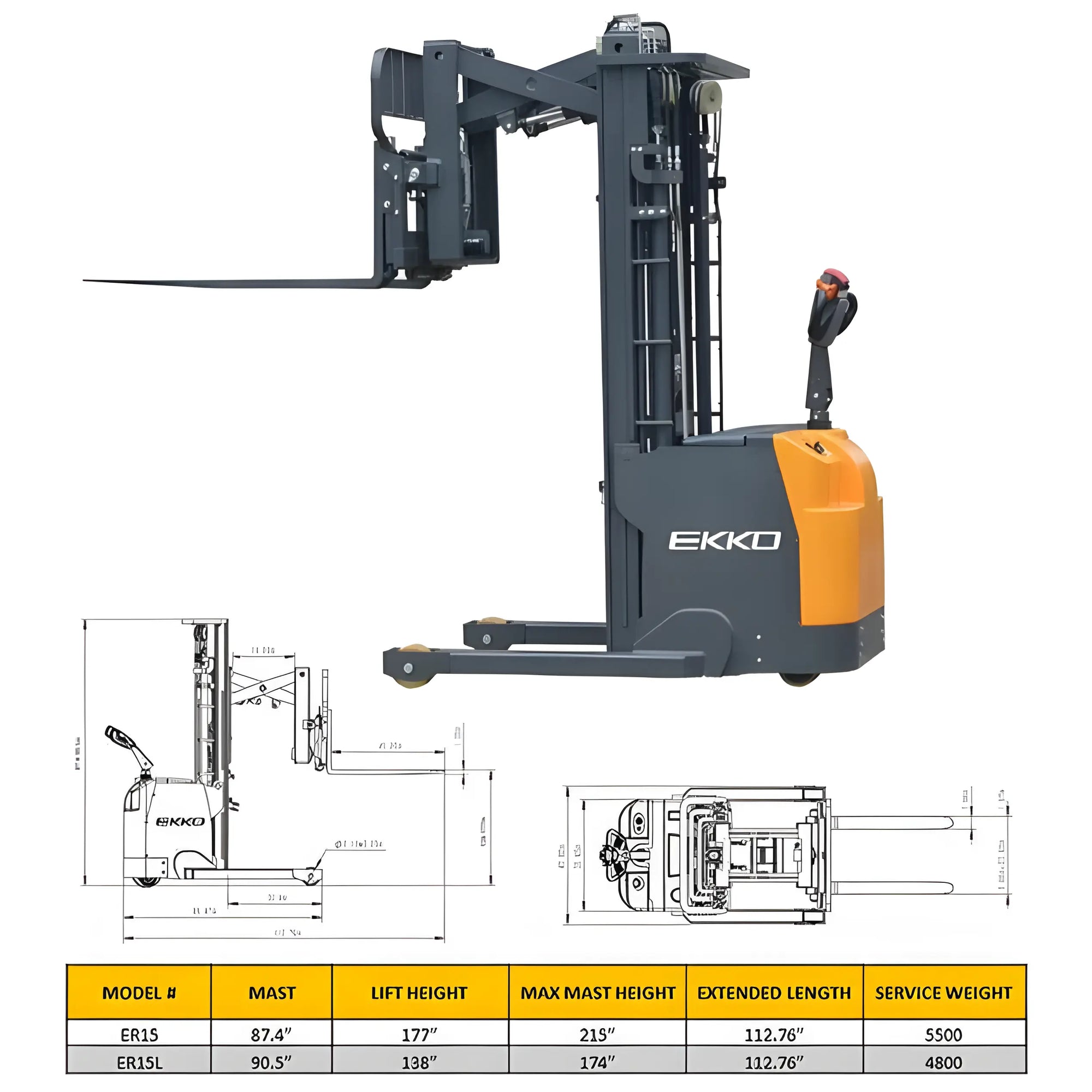 EKKO ER15 | Walkie Reach Truck | 3300 lb Cap.| 177" Height