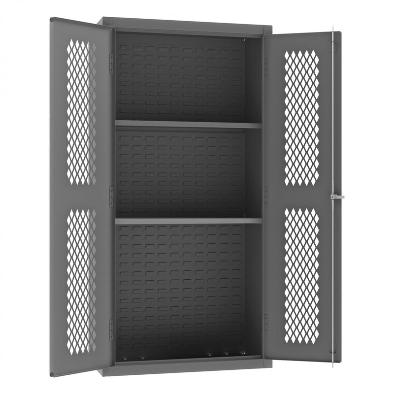 Durham Heavy Duty Cabinet, 14 Gauge, 36 x 18 x 72, 2 Adjustable Shelves, Flush Ventilated Doors
