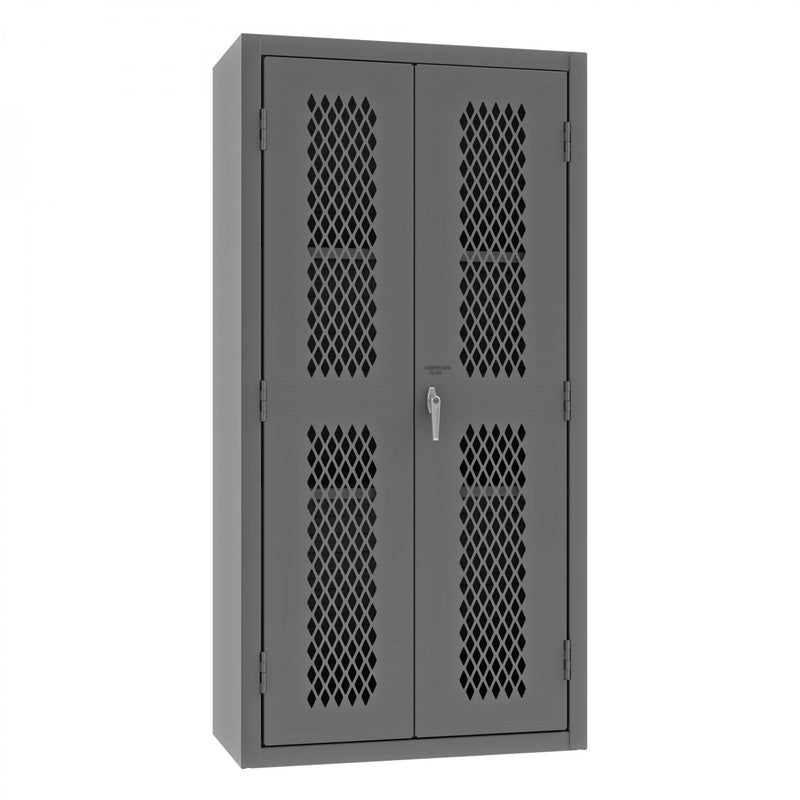 Durham Heavy Duty Cabinet, 14 Gauge, 36 x 18 x 72, 2 Adjustable Shelves, Flush Ventilated Doors