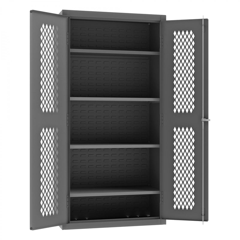 Durham Heavy Duty Cabinet, 14 Gauge, 36 x 18 x 72, 4 Adjustable Shelves, Flush Ventilated Doors