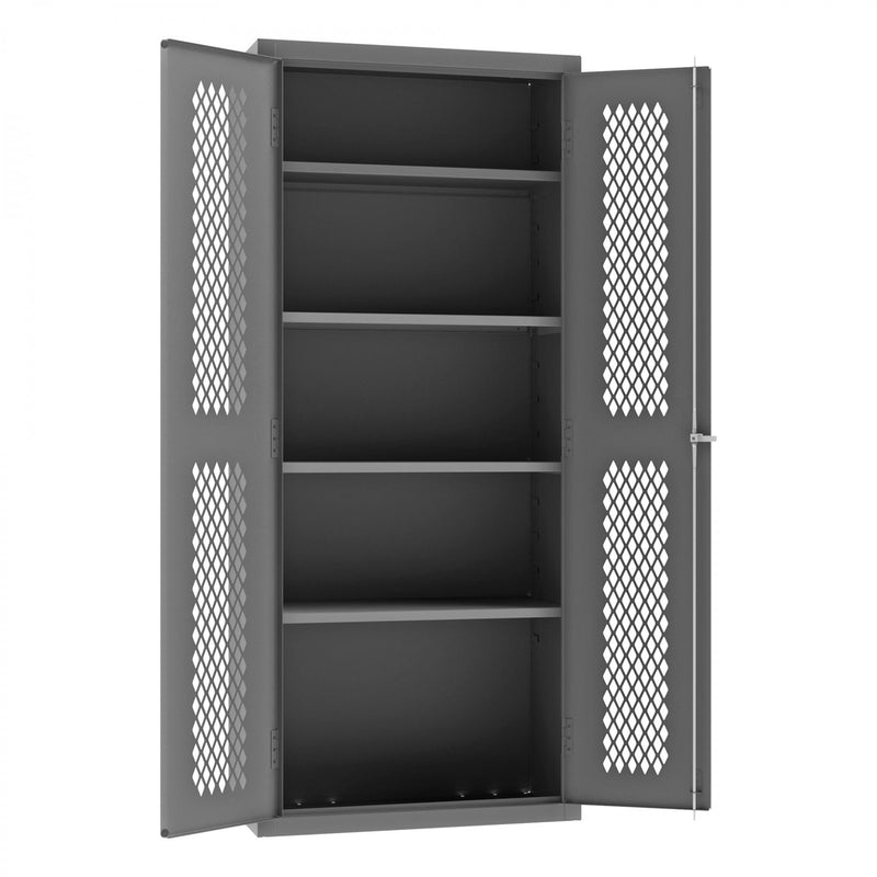Durham Heavy Duty Cabinet, 14 Gauge, 36 x 18 x 84, 4 Adjustable Shelves, Flush Ventilated Doors