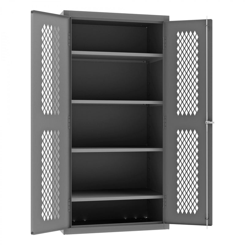 Durham Heavy Duty Cabinet, 14 Gauge, 36 x 24 x 72, 4 Adjustable Shelves, Flush Ventilated Doors
