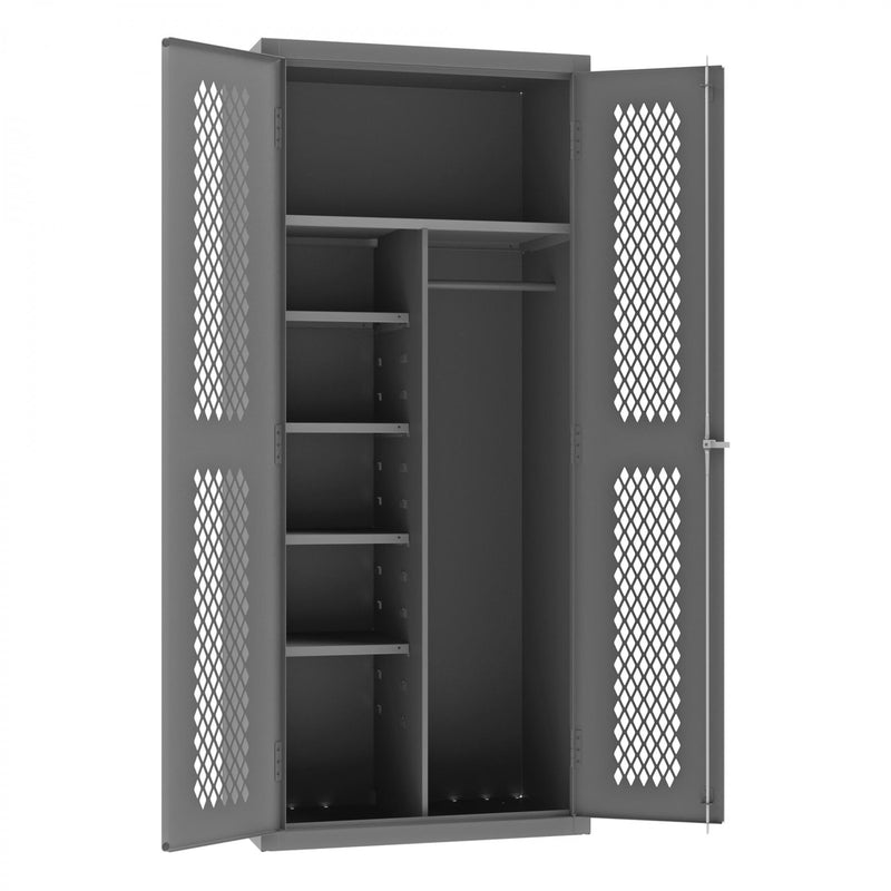 Durham Heavy Duty Cabinet, 14 Gauge, 36 x 24 x 84, 1 Fixed Shelf, 4 Adjustable, Hanger Bar