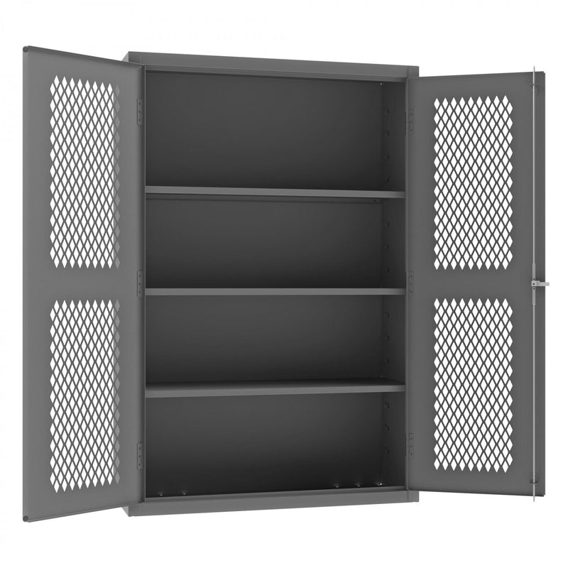 Durham Heavy Duty Cabinet, 14 Gauge, 48 x 18 x 72, 3 Adjustable Shelves, Flush Ventilated Doors