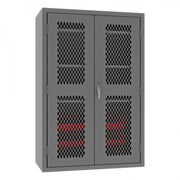 Durham Heavy Duty Cabinet, 14 Gauge, 48 x 24 x 72, 3 Adjustable Shelves, 6 Red Bins