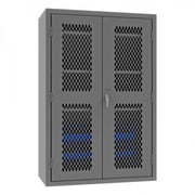 Durham Heavy Duty Cabinet, 14 Gauge, 48 x 24 x 72, 3 Adjustable Shelves, 6 Blue Bins
