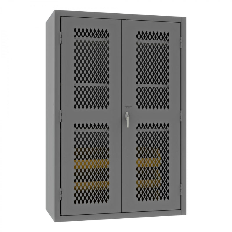 Durham Heavy Duty Cabinet, 14 Gauge, 48 x 24 x 72, 3 Adjustable Shelves, 6 Yellow Bins
