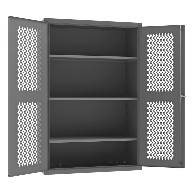 Durham Heavy Duty Cabinet, 14 Gauge, 48 x 24 x 72, 3 Adjustable Shelves, Flush Ventilated Doors