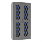 Durham Heavy Duty Cabinet, 14 Gauge, 36 x 18 x 72, 45 Blue Bins, Flush Ventilated Doors, Lockable