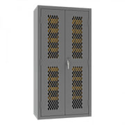 Durham Heavy Duty Cabinet, 14 Gauge, 36 x 18 x 72, 45 Yellow Bins, Flush Ventilated Doors, Lockable