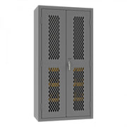 Durham Heavy Duty Cabinet, 14 Gauge, 36 x 24 x 72, 2 Adjustable Shelves, 15 Yellow Bins