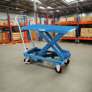 Blue scissor lift cart
