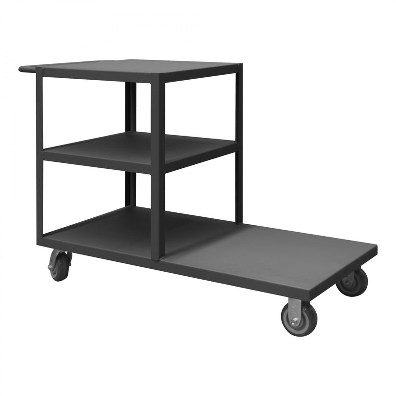 Durham Platform Truck, Multi Level, 12 Gauge, 1200 lbs Capacity, 3 Shelves, Flush Deck