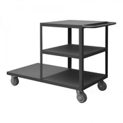 Durham Platform Truck, Multi Level, 12 Gauge, 1200 lbs Capacity, 3 Shelves, Flush Deck