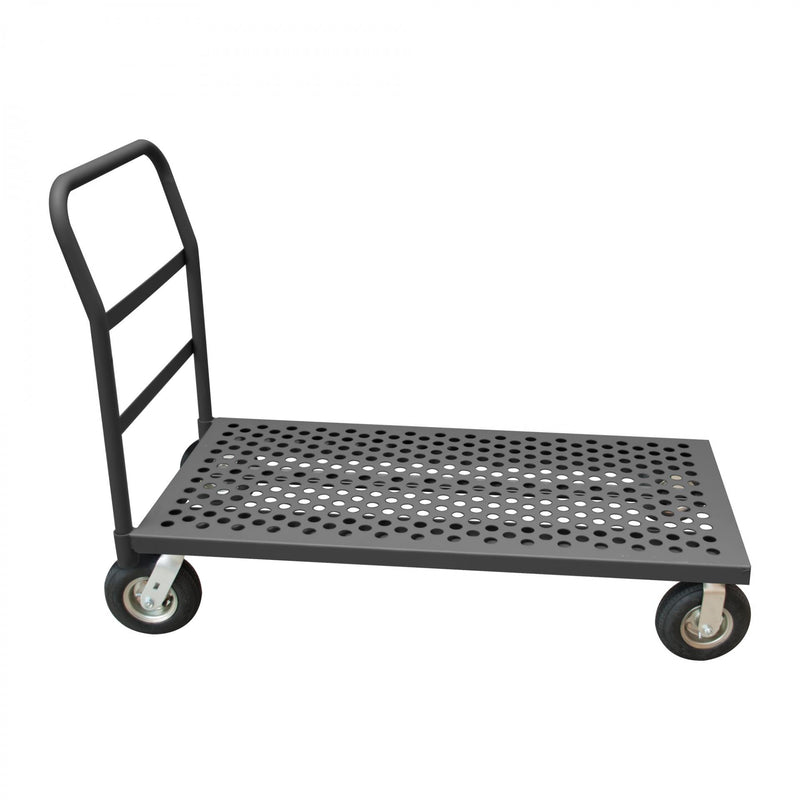 Durham Platform Truck, 12 Gauge, 1000 lbs Capacity, 24 x 48, Perforated Flush Deck, Gray