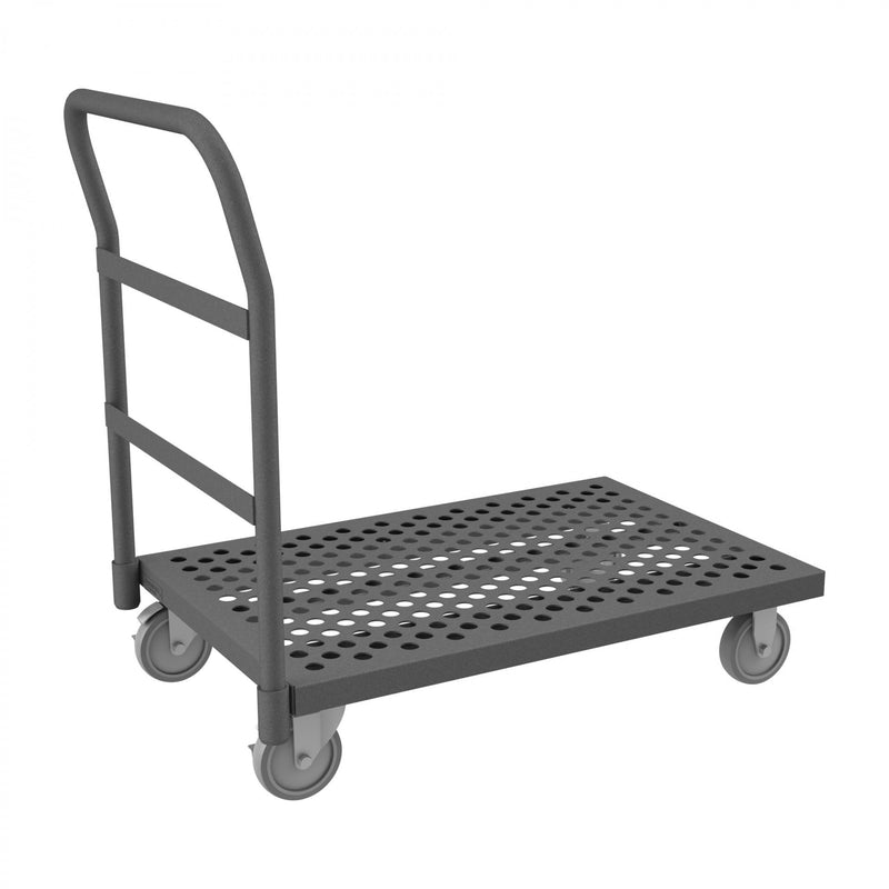 Durham Platform Truck, 12 Gauge, 1400 lbs Capacity, 24 x 48, Perforated Flush Deck, Gray