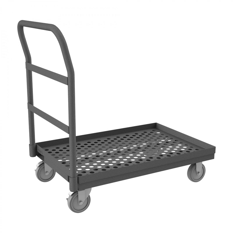 Durham Platform Truck, 12 Gauge, 1400 lbs Capacity, 24 x 36, Perforated Lipped Deck, Gray