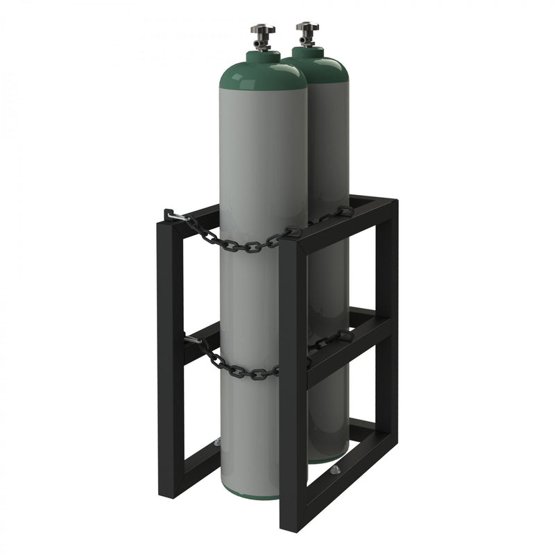 Durham Gas Cylinder Rack, 2 Vertical Cylinders Capacity, 16 X 24 X 30, Black